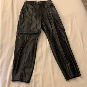 Zara Black Faux Leather Cropped Pants